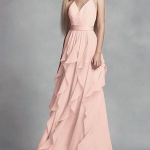 Blush Chiffon Dress w/ Cascading Skirt